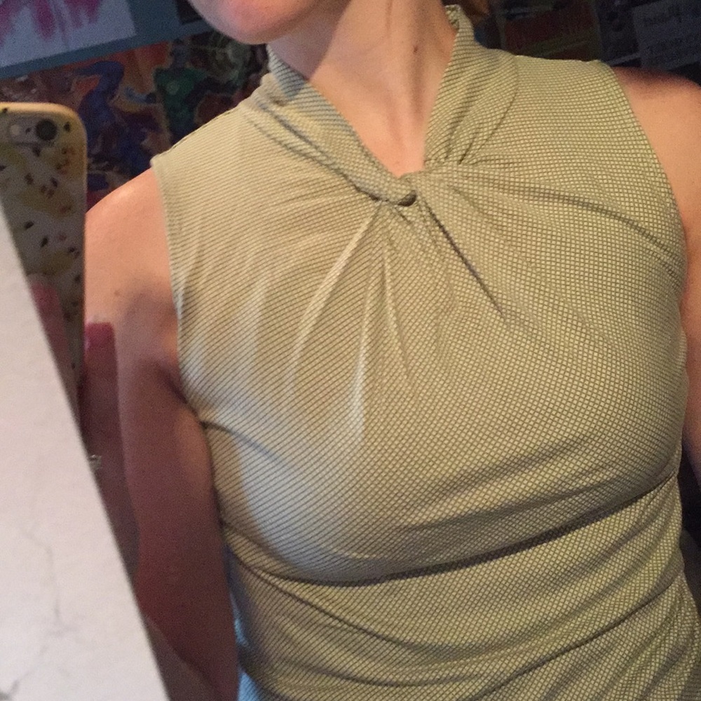 Green and cream printed tank top